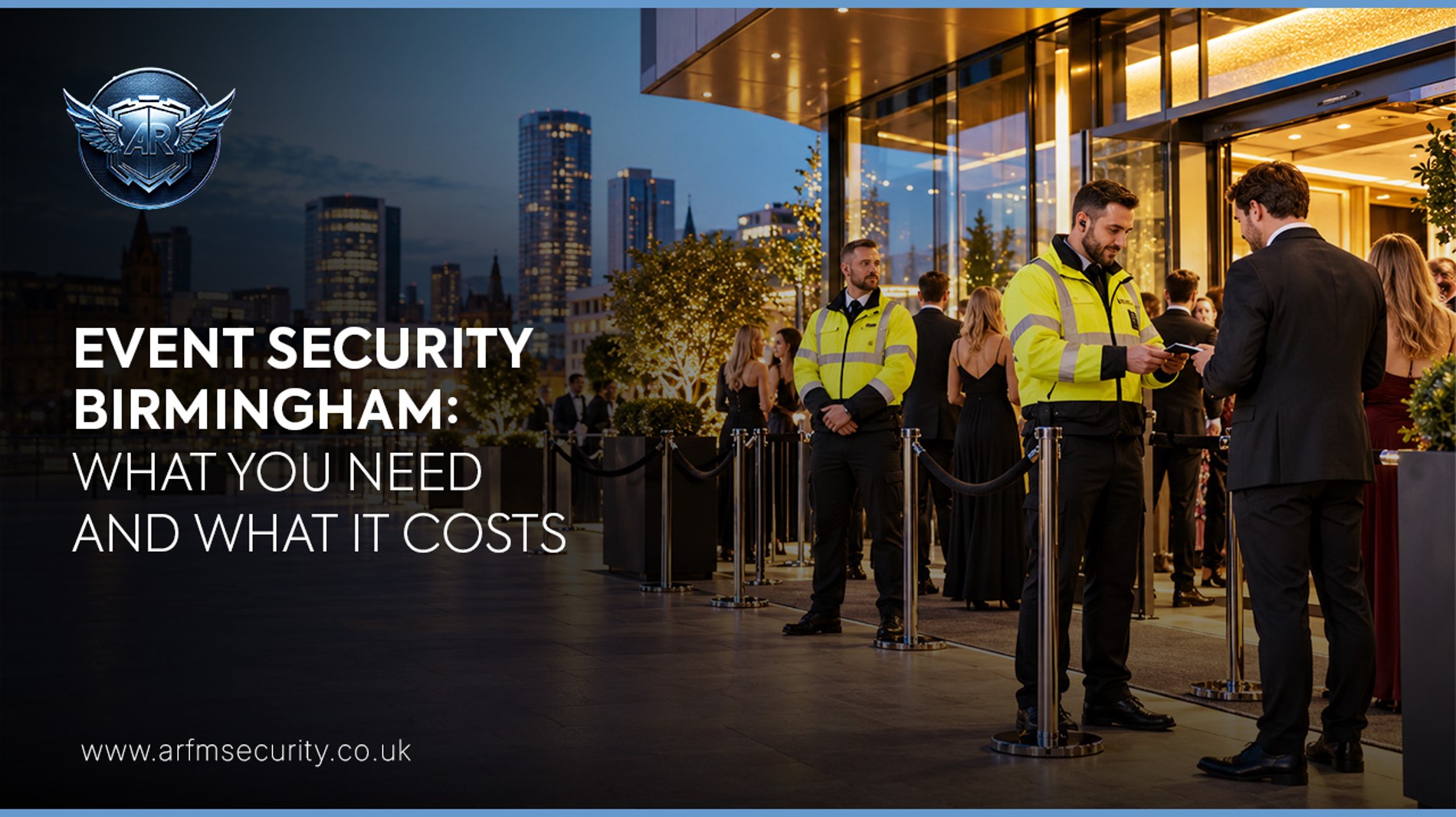SIA licensed security team managing entry and crowd control at an event in Birmingham