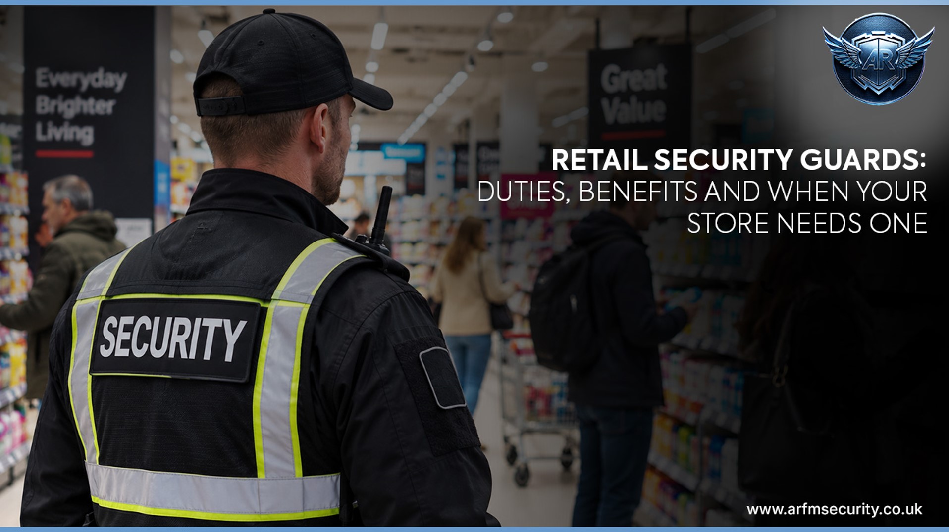 Professional retail security guard providing security services at a retail store